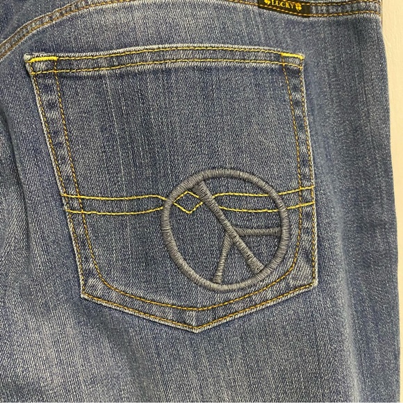 Lucky Brand Easy Rider Bootcut Womens Jeans Peace Sign Dark Wash Size 14 Reg - Picture 7 of 8